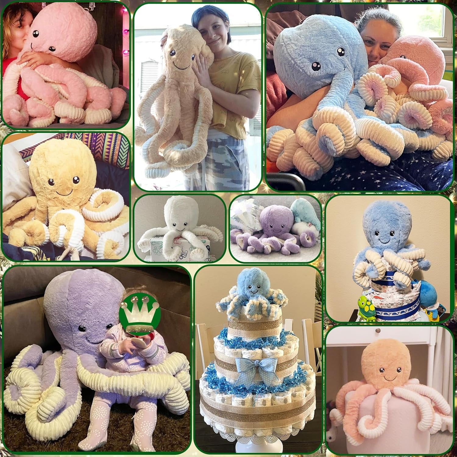 Octopus Stuffed Animals, Giant Octopus Plush Doll Play Toys for Kids Girls Boys Adults Birthday Xmas Halloween Present Stuffed Sea Animals Plushie, 7/16/24/32 Inches, 5 Colors