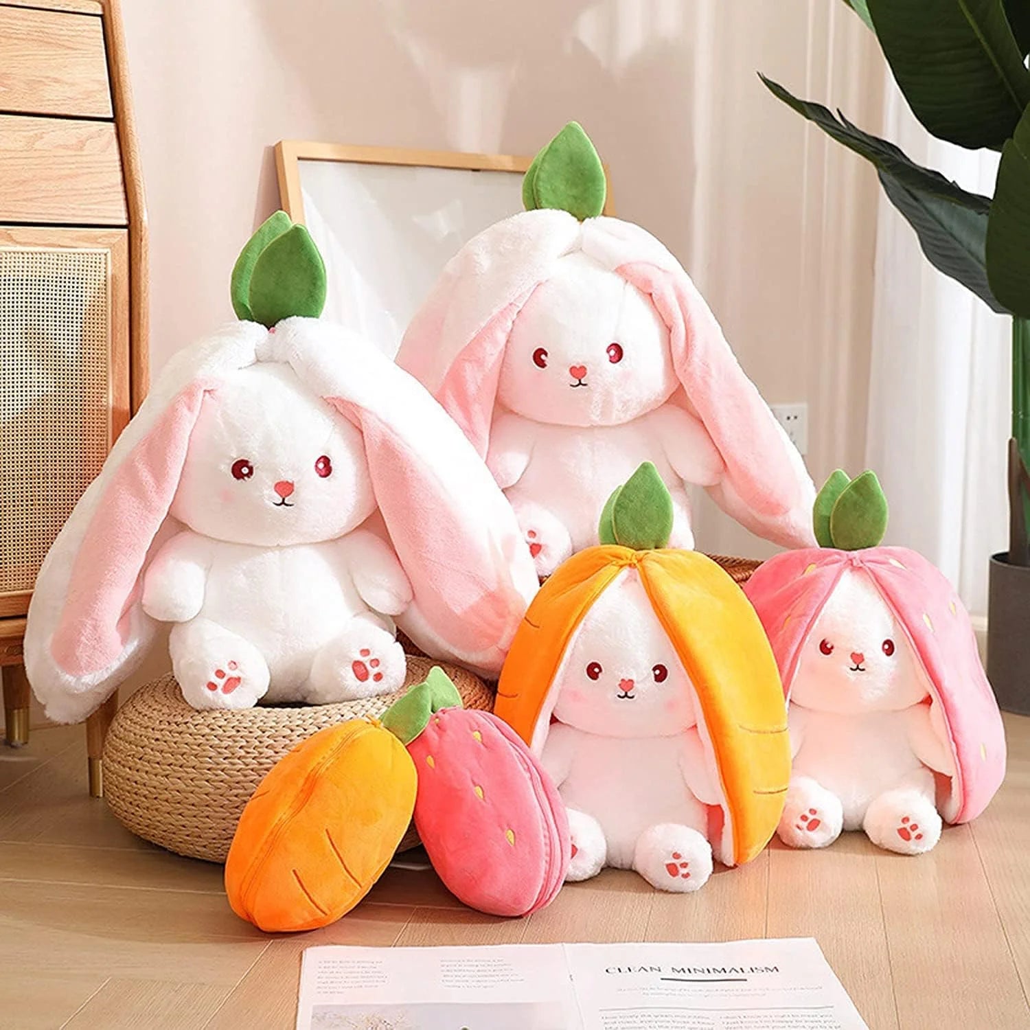 Carrot Rabbit Plush Toys,Soft Bunny Cartoon Stuff Animals for Boys Girls Birthday Gift,7.2"