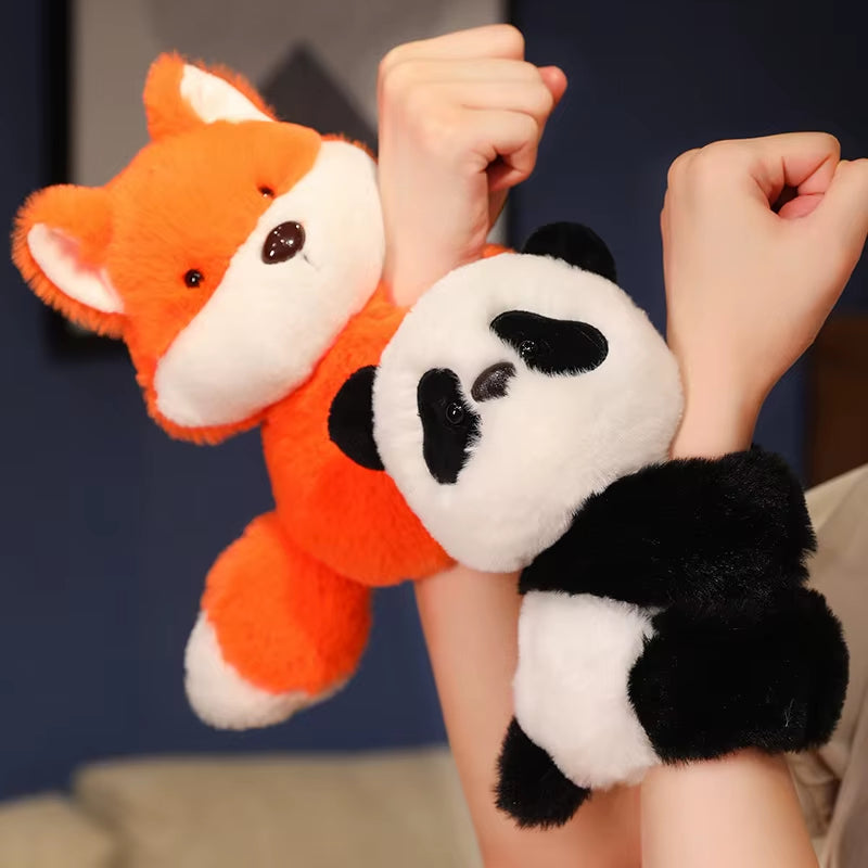 Stuffed Animal Raccoon Slap Bracelets for Kid Hand Ring Wristband Soft Bunny Pig Foxes Panda Koala Plush Wrist Creative Toy Gift
